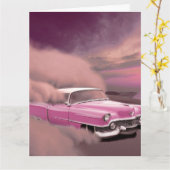 RETRO PINK CADDY BLANK GREETKARTEN KARTE (Gelbe Blume)
