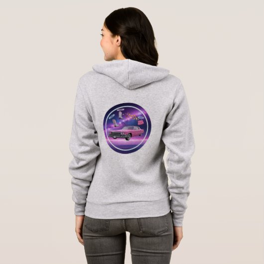 Retro Pink Cadillac Dream Hoodie 💖 🚗 (Schwarz voll)