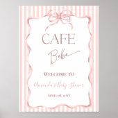 Retro Pink Cafe Bebe Coffee Baby Shower Welcome Poster (Vorne)