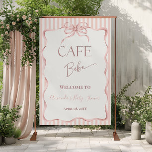 Retro Pink Café Bebe Kaffee Baby Shower Willkommen Poster