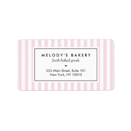 Retro Pink Candy Stripes Bäckerei Adressaufkleber