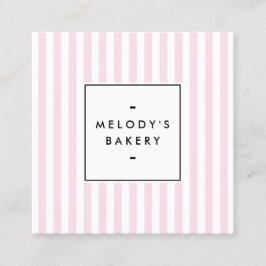 Retro Pink Candy Stripes Bäckerei Quadratische Visitenkarte