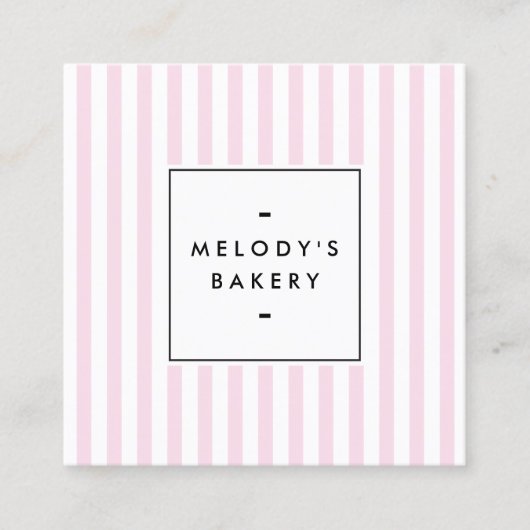 Retro Pink Candy Stripes Bäckerei Quadratische Visitenkarte (Vorderseite)