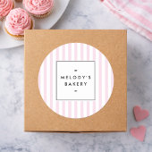 Retro Pink Candy Stripes Bäckerei Runder Aufkleber