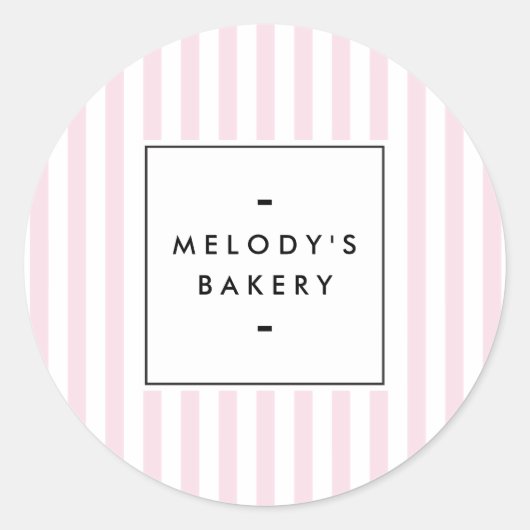 Retro Pink Candy Stripes Bäckerei Runder Aufkleber (Vorderseite)