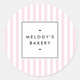 Retro Pink Candy Stripes Bäckerei Runder Aufkleber