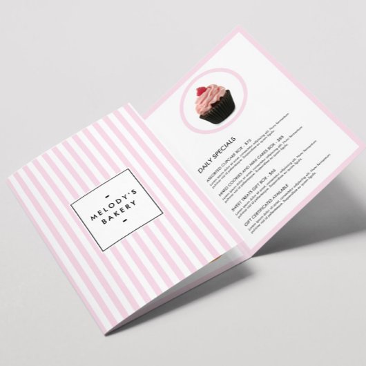 Retro Pink Candy Stripes Bakery Catering Broschüre