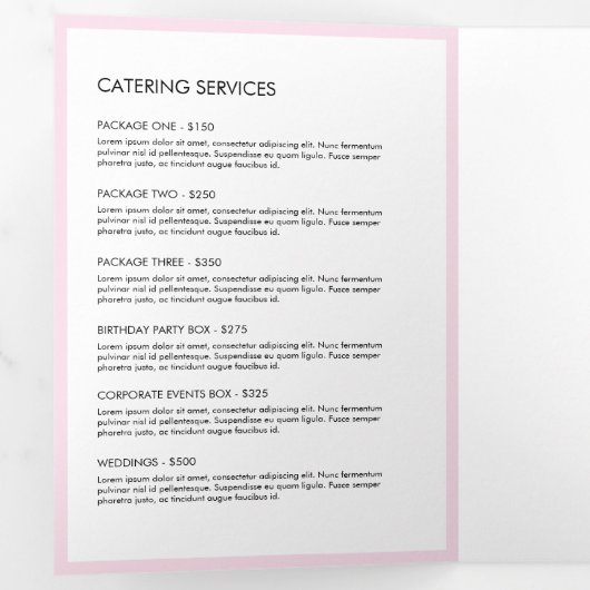 Retro Pink Candy Stripes Bakery Catering Broschüre (Innen Erste Seite)
