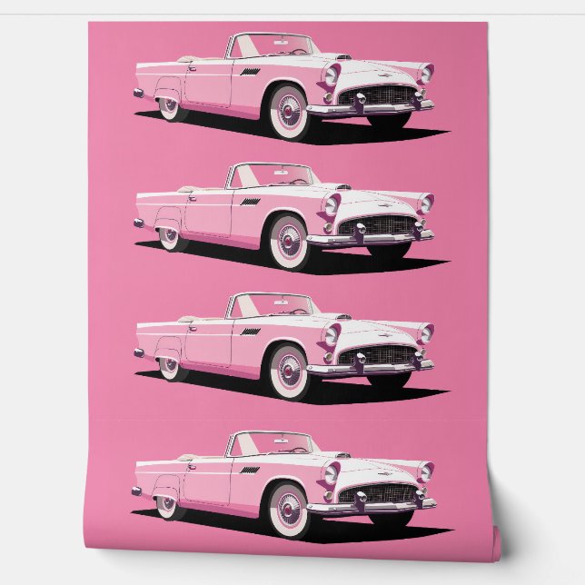 Retro Pink Car Tapete (Abrollen)