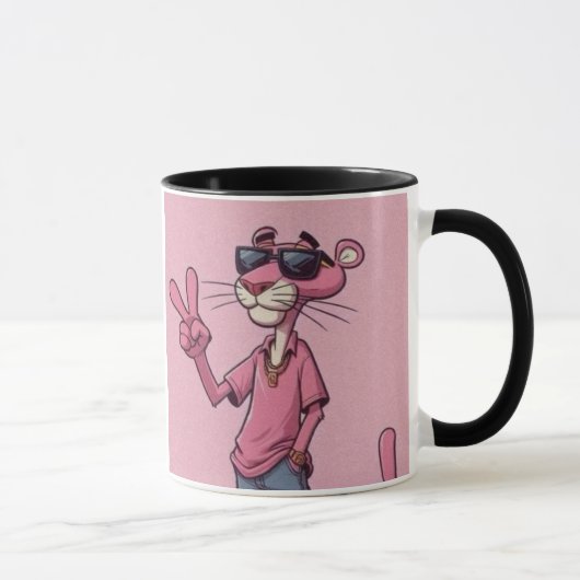 Retro Pink Cartoon Panther Kaffeetasse |  (Rechts)