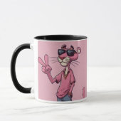 Retro Pink Cartoon Panther Kaffeetasse |  (Links)