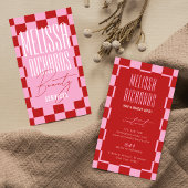 Retro Pink Checkered Aesthetician Lashes Salon Visitenkarte