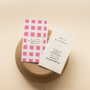 Retro Pink Checkered Trendy Boho Funky Girly Fun Visitenkarte