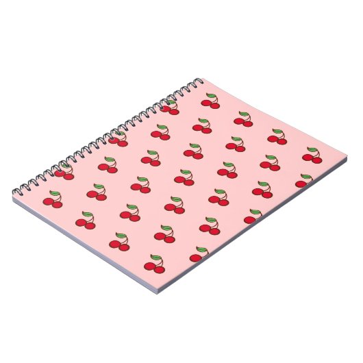 Retro Pink Cherry School Notebook Journal Geschenk Notizblock (Linke Seite)