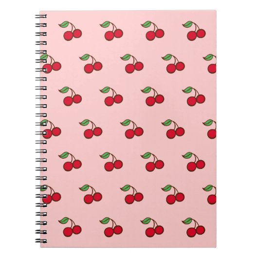 Retro Pink Cherry School Notebook Journal Geschenk Notizblock (Vorderseite)
