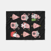 Retro Pink Christmas Gnome Peppermint Iced Latte C Fleecedecke (Vorderseite (Horizontal))