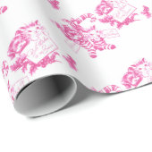 Retro Pink Christmas Kitten und Puppy Geschenkpapier (Rolleneckpunkt)
