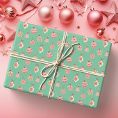 Retro Pink Christmas Ornaments Geschenkpapier