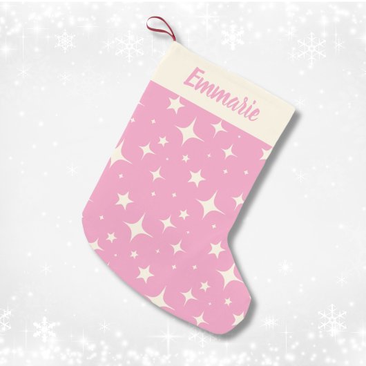Retro Pink Christmas Sparkle Pattern Individuelle Kleiner Weihnachtsstrumpf