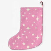 Retro Pink Christmas Sparkle Pattern Individuelle Kleiner Weihnachtsstrumpf (Rückseite)