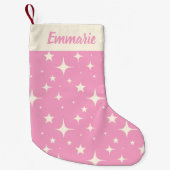 Retro Pink Christmas Sparkle Pattern Individuelle Kleiner Weihnachtsstrumpf (Vorderseite)
