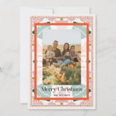 Retro Pink Christmas Trees Holiday Photo Card Einladung (Vorderseite)