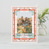 Retro Pink Christmas Trees Holiday Photo Card Einladung (Stehend Vorderseite)