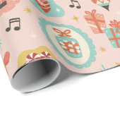 Retro Pink Christmas Wrapping Paper Roll Geschenkpapier (Rolleneckpunkt)