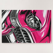 Retro Pink Classic Car Front Pop Art Illustration Puzzle (Horizontal)