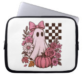 Retro Pink Coquette Ghost Girl mit Bow Halloween Laptopschutzhülle (Vorderseite)