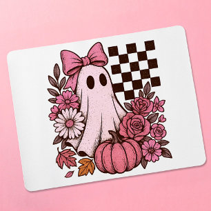 Retro Pink Coquette Ghost Girl mit Bow Halloween Mousepad