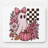 Retro Pink Coquette Ghost Girl mit Bow Halloween Mousepad (Vorne)
