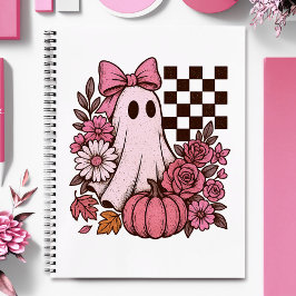 Retro Pink Coquette Ghost Girl mit Bow Halloween Notizblock
