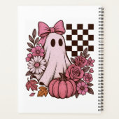 Retro Pink Coquette Ghost Girl mit Bow Halloween Planer (Rückseite)