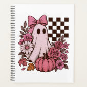 Retro Pink Coquette Ghost Girl mit Bow Halloween Planer (Vorderseite)