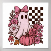 Retro Pink Coquette Ghost Girl mit Bow Halloween Poster (Vorne)