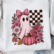 Retro Pink Coquette Ghost Girl mit Bow Halloween