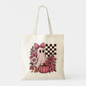 Retro Pink Coquette Ghost Girl mit Bow Halloween Tragetasche (Rückseite)