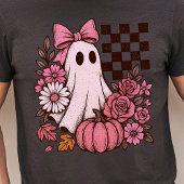 Retro Pink Coquette Ghost Girl mit Bow Halloween Tri-Blend Shirt