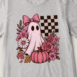 Retro Pink Coquette Ghost Girl mit Bow Halloween Tri-Blend Shirt