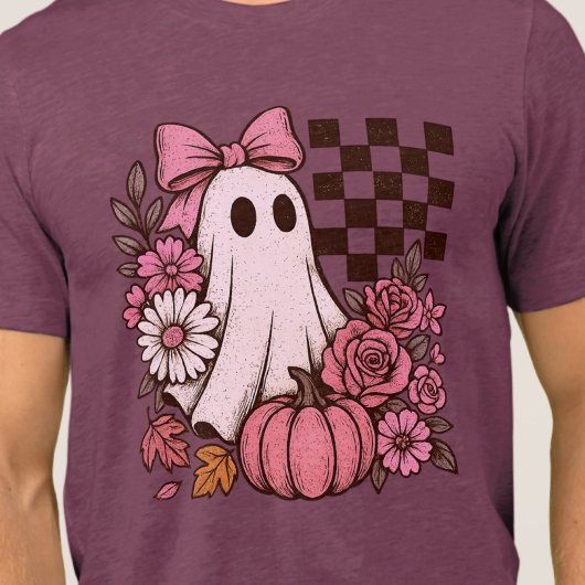 Retro Pink Coquette Ghost Girl mit Bow Halloween Tri-Blend Shirt