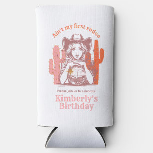 Retro Pink Cowgirl Disco Ball Geburtstagsparty Selters Dosenkühler