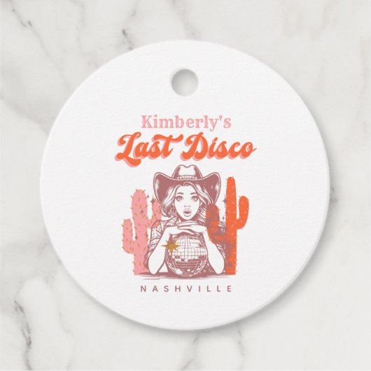 Retro Pink Cowgirl Letzte Disco Junggeselinnen-Abs Geschenkanhänger (Vorderseite)