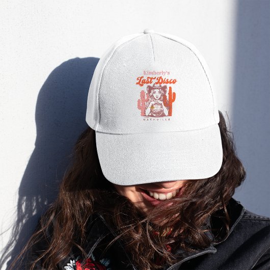 Retro Pink Cowgirl letzte Disco Nash Bash Wochenen Truckerkappe