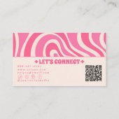 Retro Pink Cream QR Code 70s Boho Groovy Girly  Visitenkarte (Rückseite)