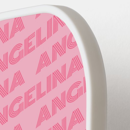 Retro Pink Custom Name Pickleball Paddle 70s (Linke Seite)