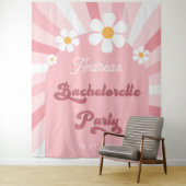 Retro Pink Daisy 70er Junggeselinnen-Abschied Hint Wandteppich (Beispiel)