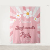 Retro Pink Daisy 70er Junggeselinnen-Abschied Hint Wandteppich (Vorderseite)