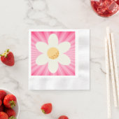 Retro Pink Daisy Birthday Napkins - Boho Groovy 1s Serviette (Beispiel)