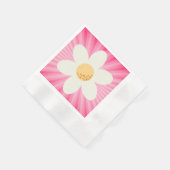 Retro Pink Daisy Birthday Napkins - Boho Groovy 1s Serviette (Ecke)